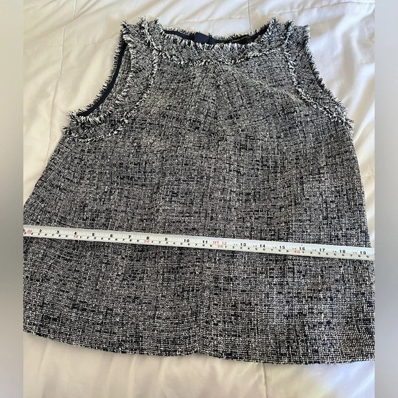 Banana Republic Tweed sleeveless top Navy blue & white Boho academia size small - Picture 11 of 12
